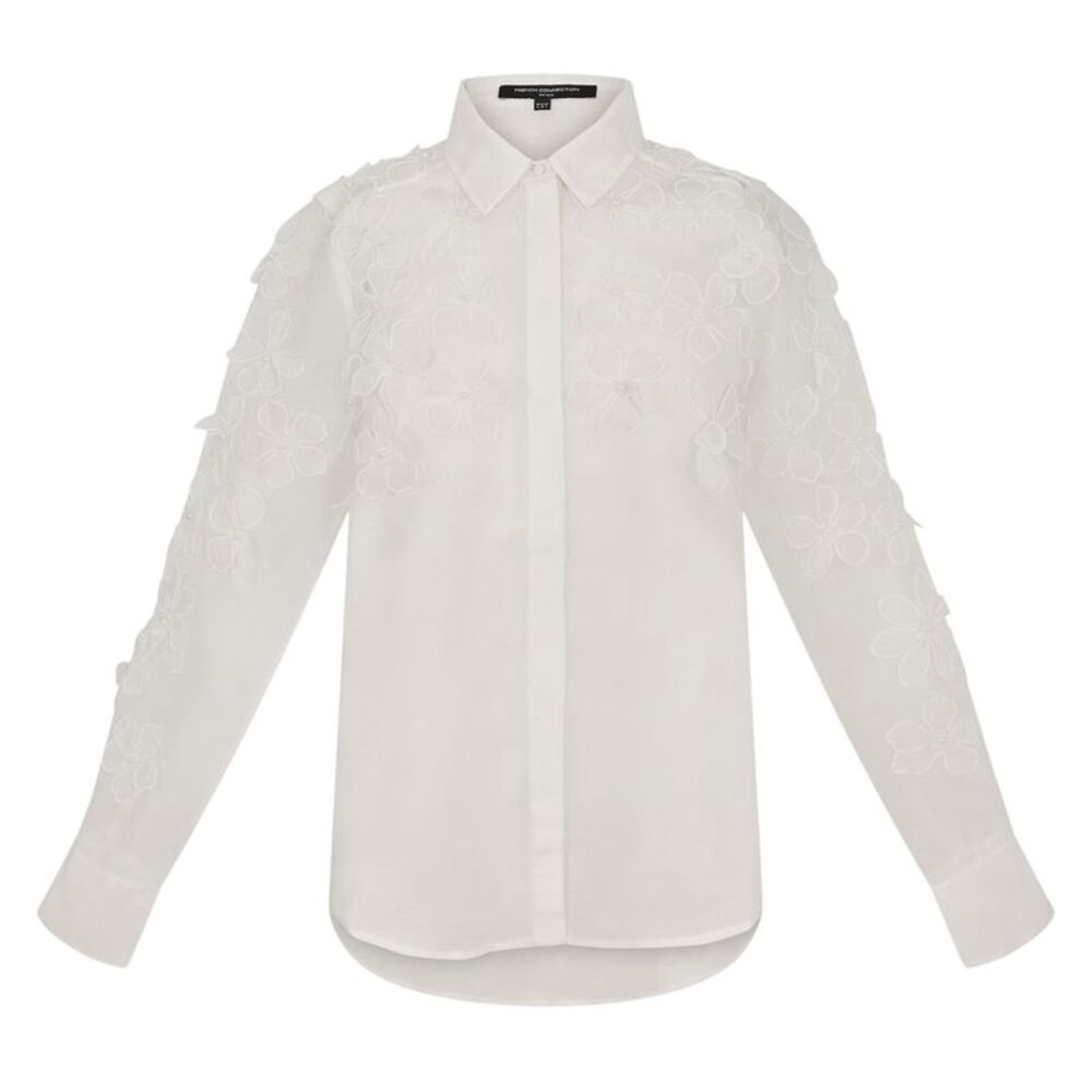 French Connection Womens/Ladies Floral 3D Long-Sleeved Shirt / White